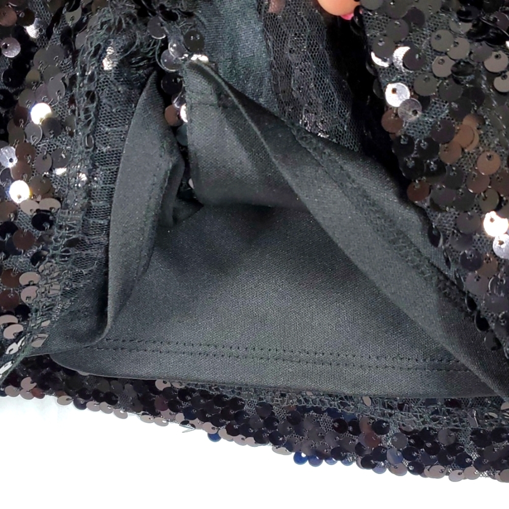 CARMEN Carmen Marc Valvo Black Sequin MIDI Skirt 4 NWOT - Picture 6 of 10